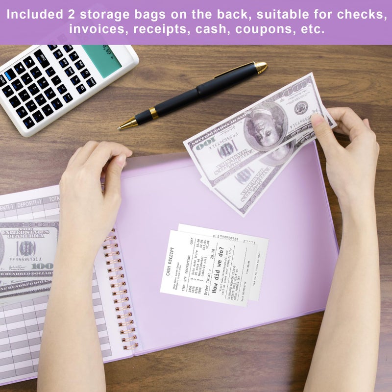 AKONEGE Accounting Ledger Book for Small Business Bookkeeping & Personal Use  Horizontal Expense Tracker Notebook for Family Budget  Bookkeeping Record Book Money Expense & Income Log Journal  Purple - Image 4